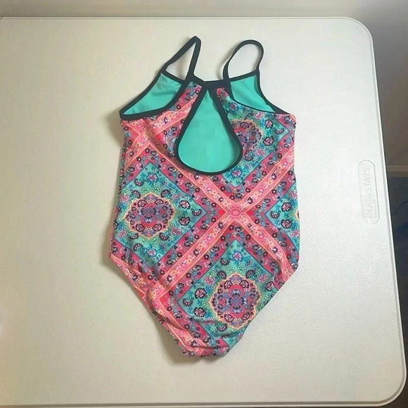 Wonder Nation Tie Dye Cover and Floral One-Piece Floral Bathing Suit - Size 6/6X - Picture 3 of 10
